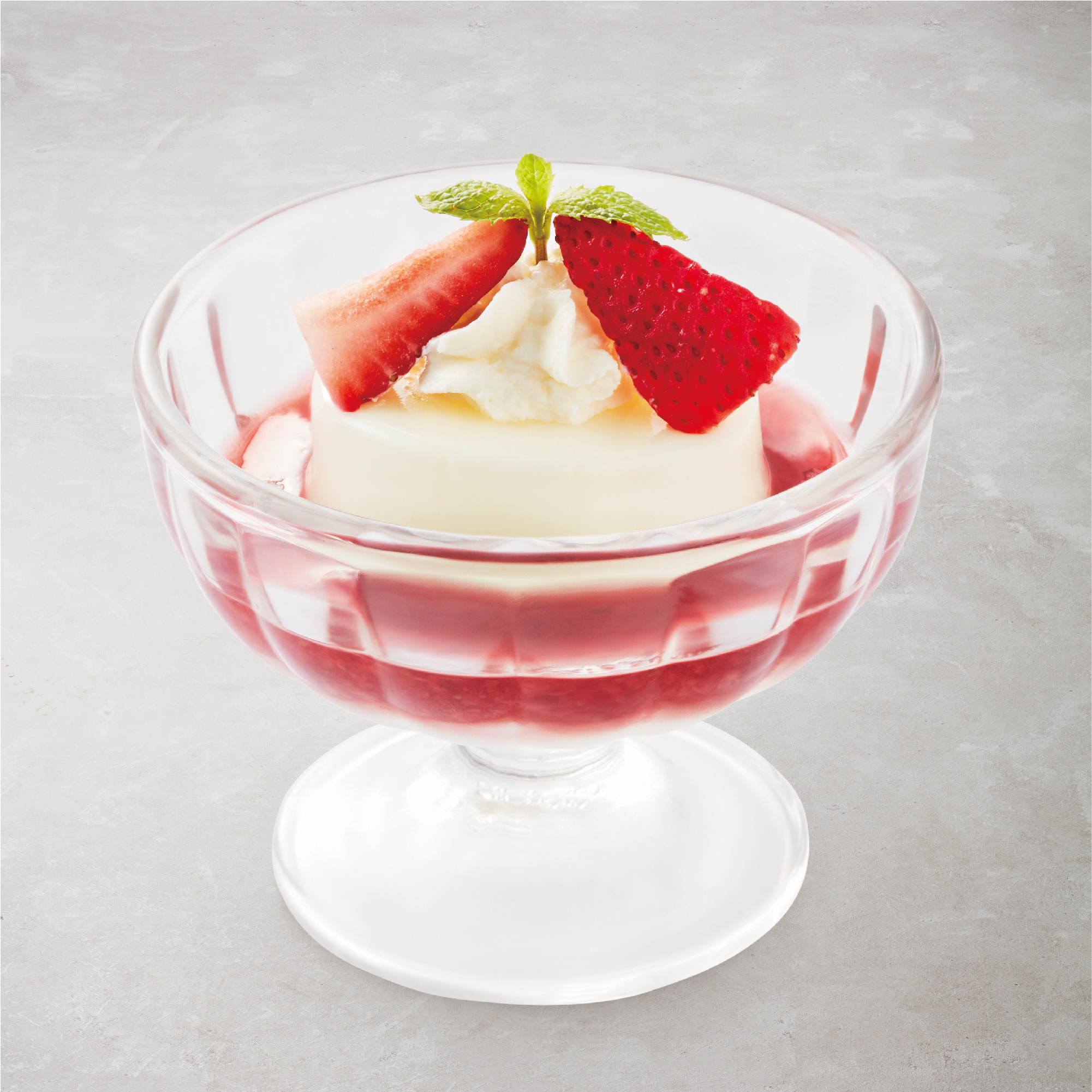 Yogurt Pudding with Strawberry Sauce