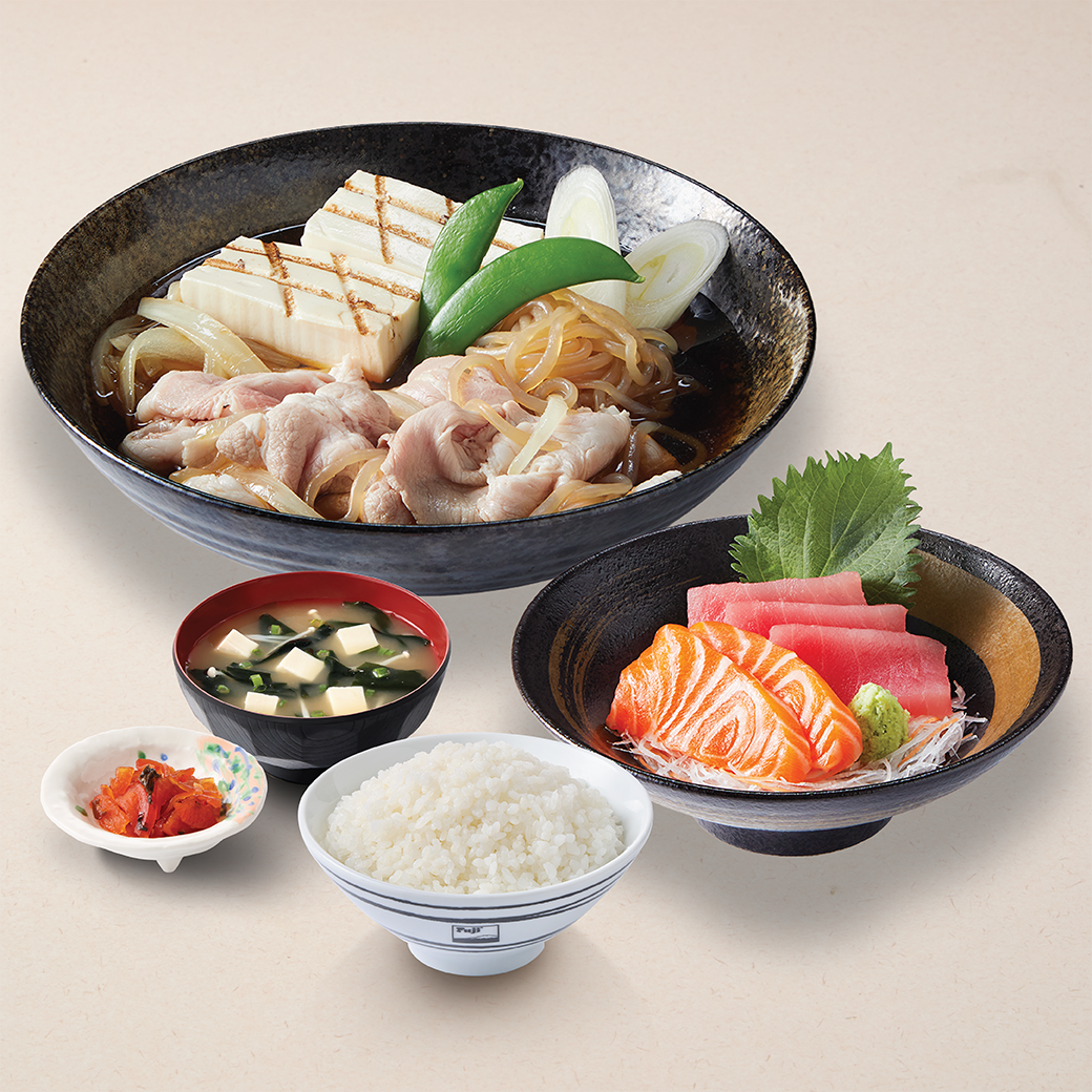 PORK NIKU DOFU & SASHIMI SET