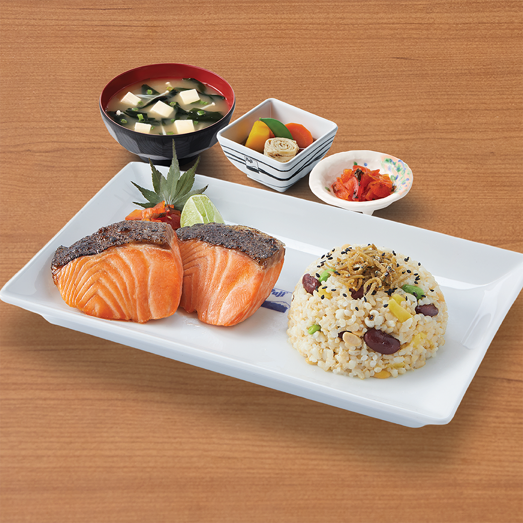 SALMON SHIOYAKI WITH BROWN RICE SET